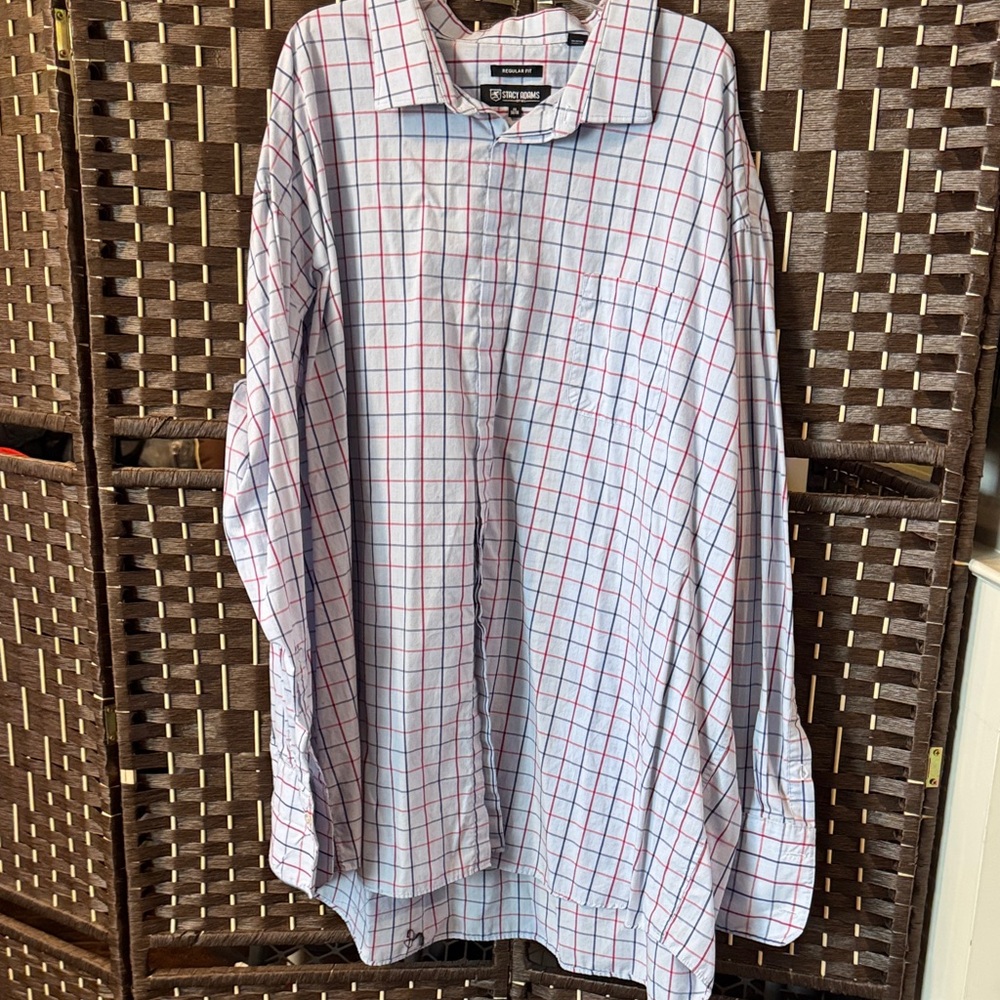 Stacy Adams Red and White Checkered Shirt